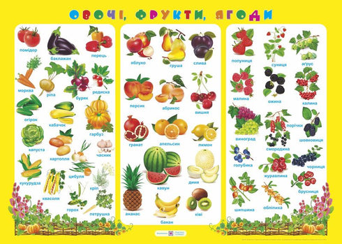 Póster. Verduras, frutas, bayas
